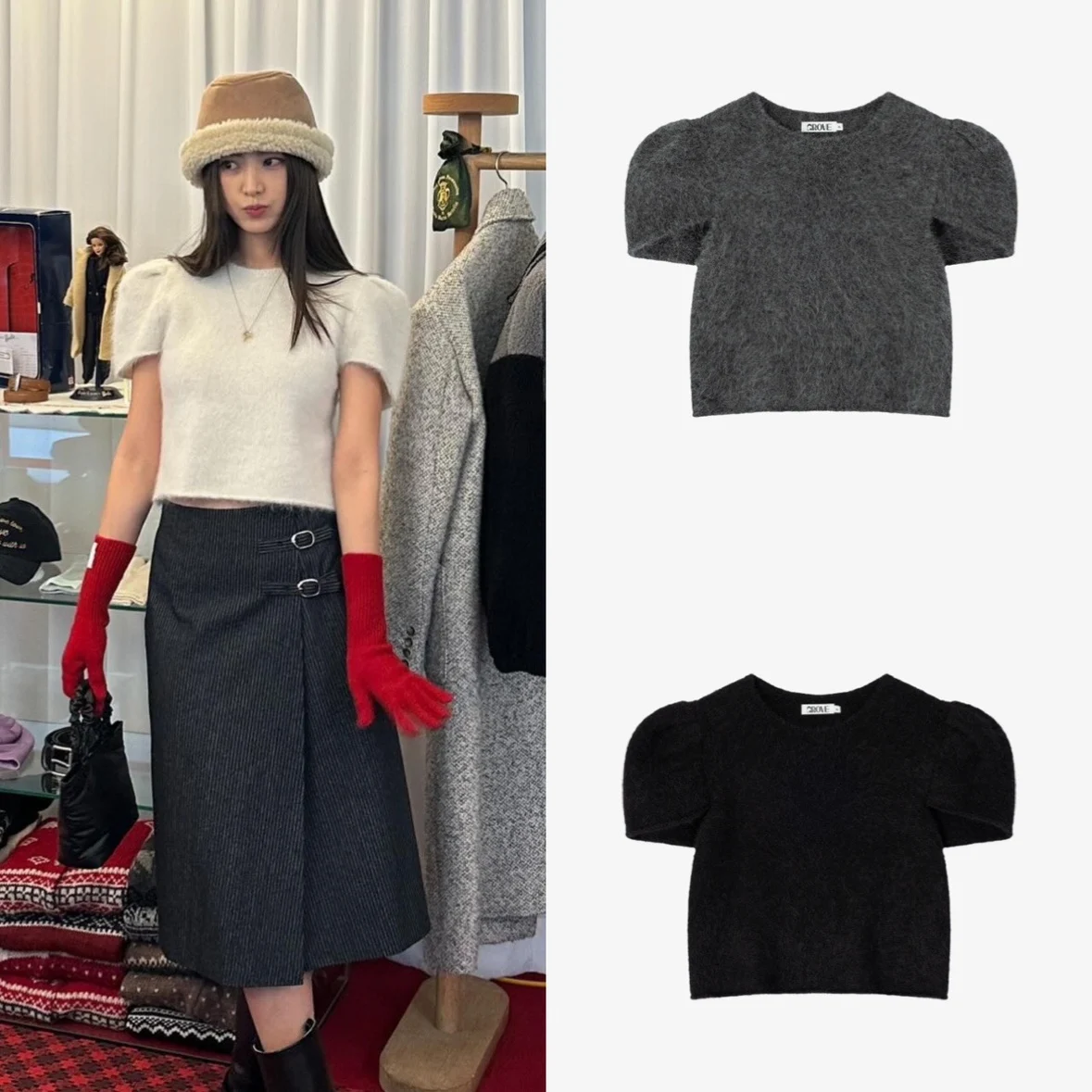 

Sweet Bubble Sve Alpaca Wool Color round Ne ort Sve Knitted Sweater Top for Women Spring 2024 Faion Trend