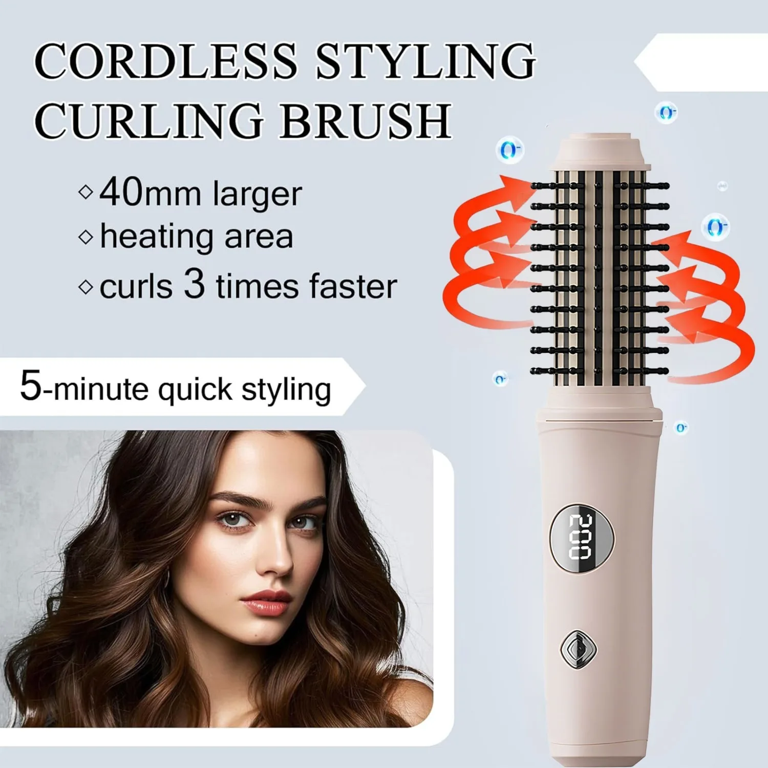 Hair Straightener and Curling Comb 3-in-1, Wireless Charging Portable Device, Women's Daily Care Travel Gift