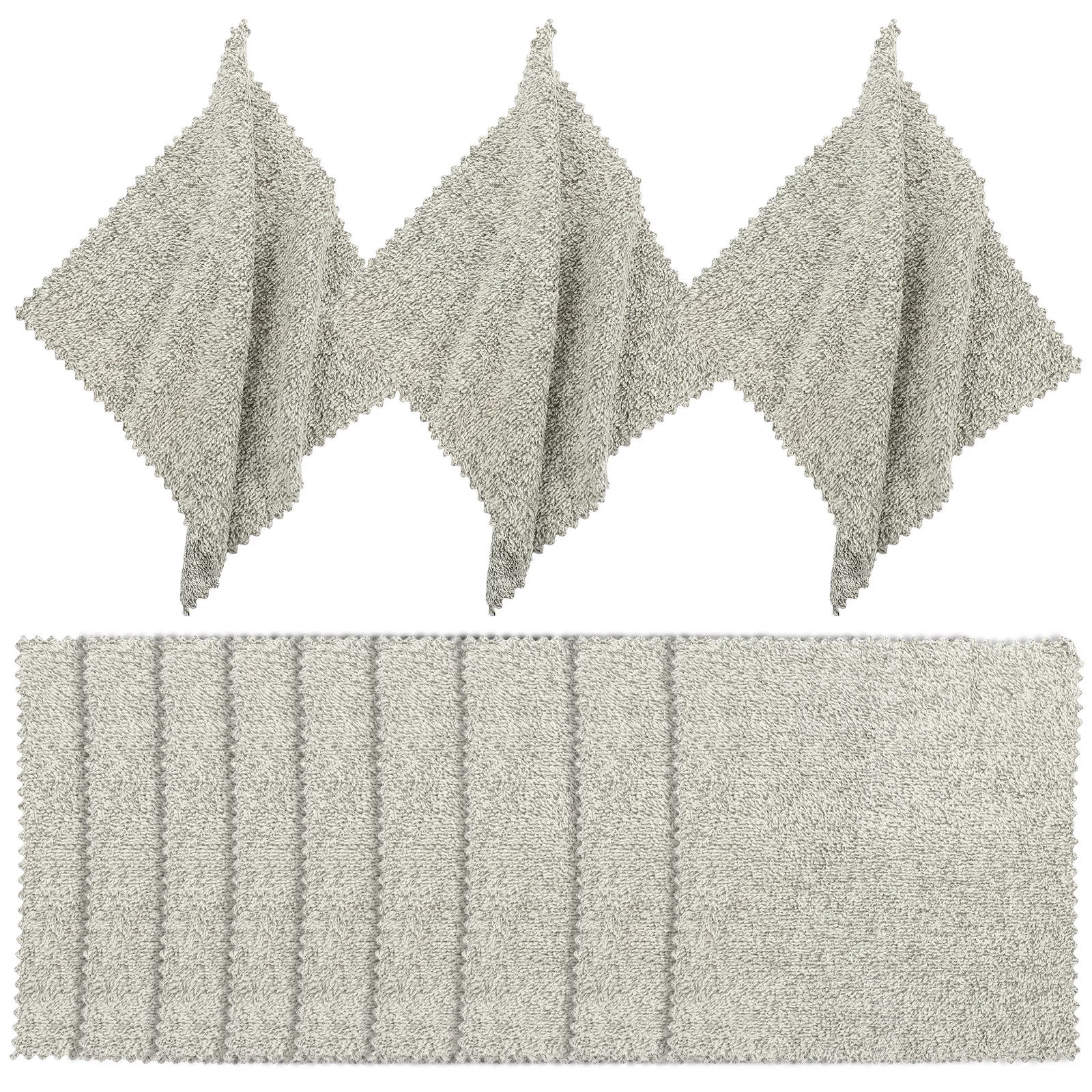 

12 Pcs Bamboo Charcoal Dishcloth Towel Kitchen Cleaning Wipes Absorbent Rag Washable Cloth Products Super Absorbent
