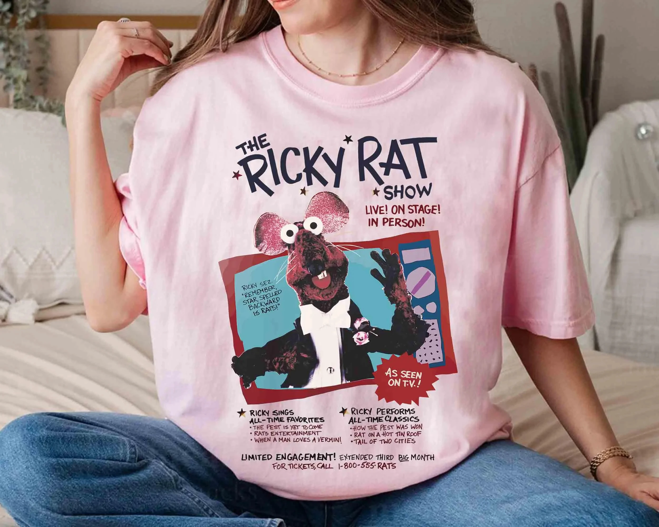 Disneys „The Muppet Show“ Finale Rizzo Mouse T-Shirt Baumwolle Ganzjahres-Basisschicht Damenkleidung Y2K Top Vintage