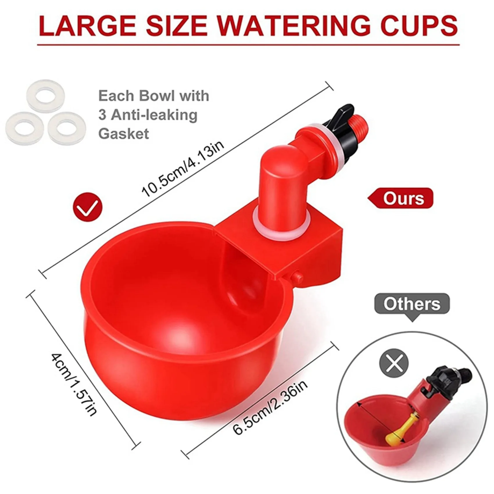 KYCOR-24PCS Chicken Watering Cup Automatic Filling Waterer Poultry Drinking Bowl Thread Watering Feeder Cup For Chicken