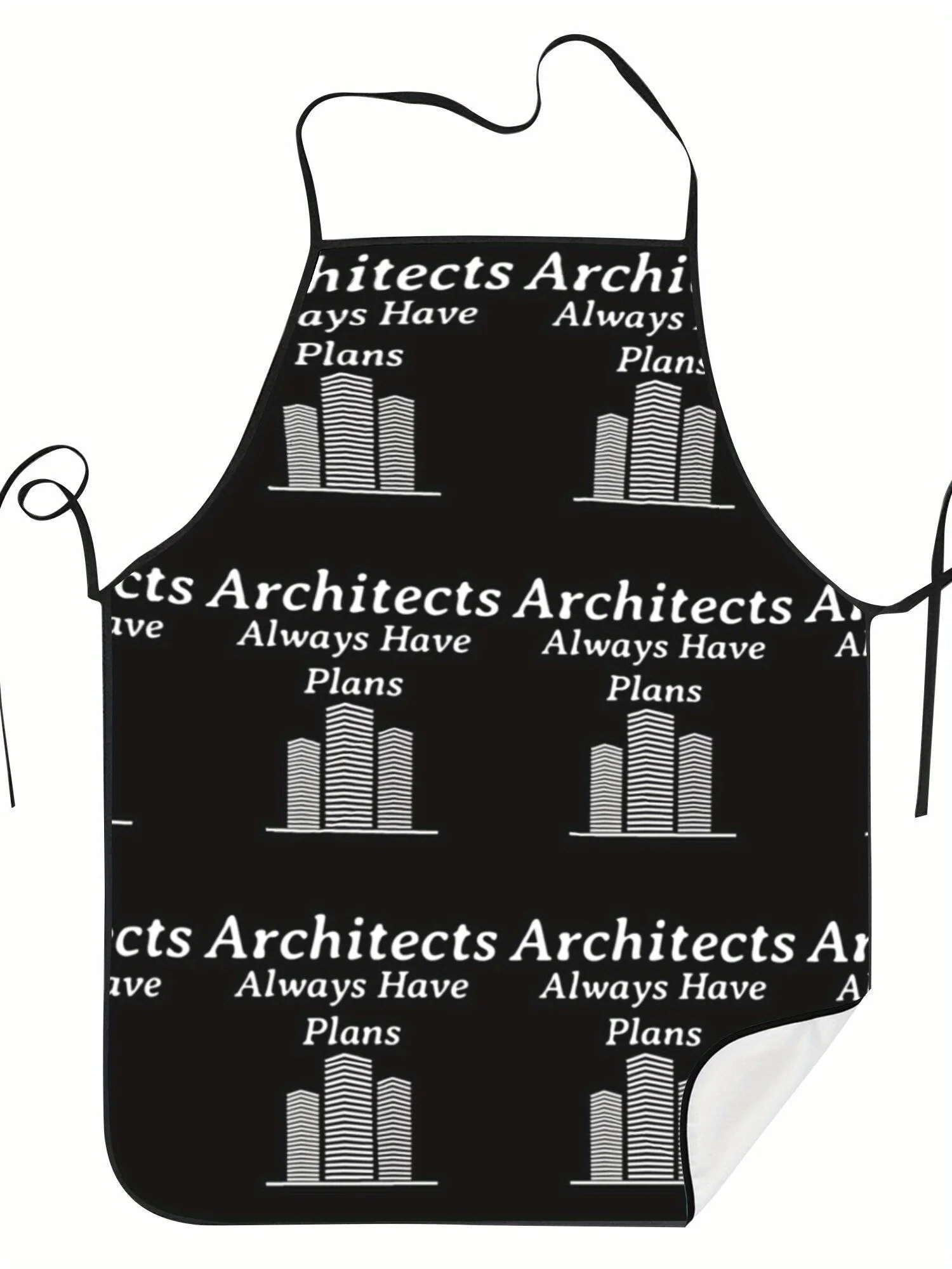Minimal Architect High Rise Sketch Graphic Waterproof Apron Oil Resistant Neck Belt Kitchen BBQ Cooking Apron For Men Women