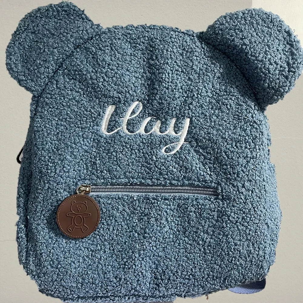 Personalized Embroidered Name Toddler Backpack Lightweight Plush Bear Bag Kid\'s Customized Name Backpack Gift for Boys and Girls