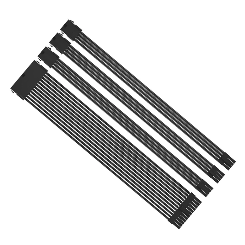 ซอฟท์ถัก 18AWG PC Power Extension Cables ชุด 1x24Pin เมนบอร์ด 1x8Pin CPU