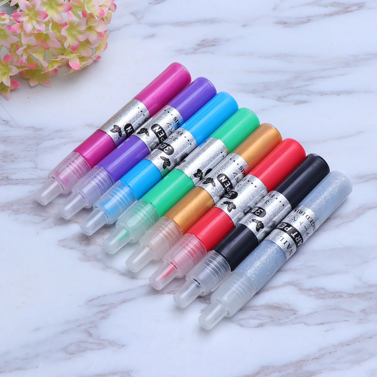 

3D Nail Art Diy Polish Pen Set Tinksky Uv Gel Acrylic Tips For Natural False Nails Design Painting Tools Kit