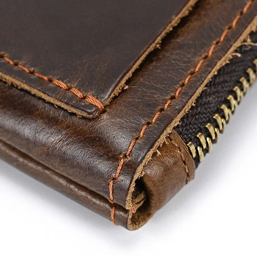 Tarjetero de cuero genuino para monedas, Mini monedero de cambio corto, carteras de embrague, regalos de moda