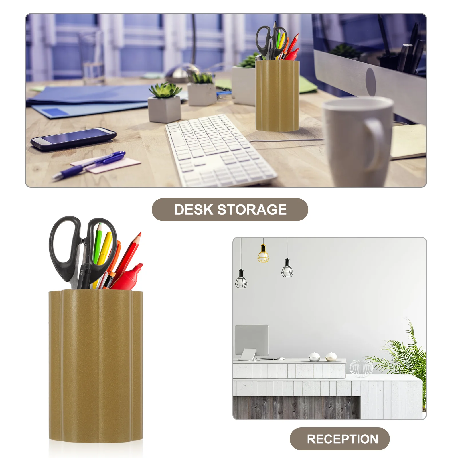 

Metal Pen Holder for Desk Stylish Modern Design Pencil Holder Stainless Steel Desktop Cup for Office Home School Use