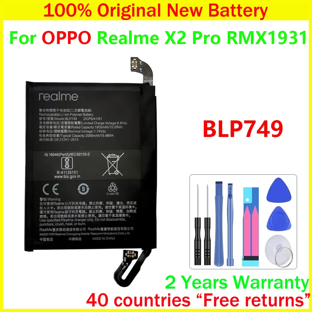 

New Original BLP749 Battery For OPPO Realme X2 Pro RMX1931 Replacement Batteries With Free Tools