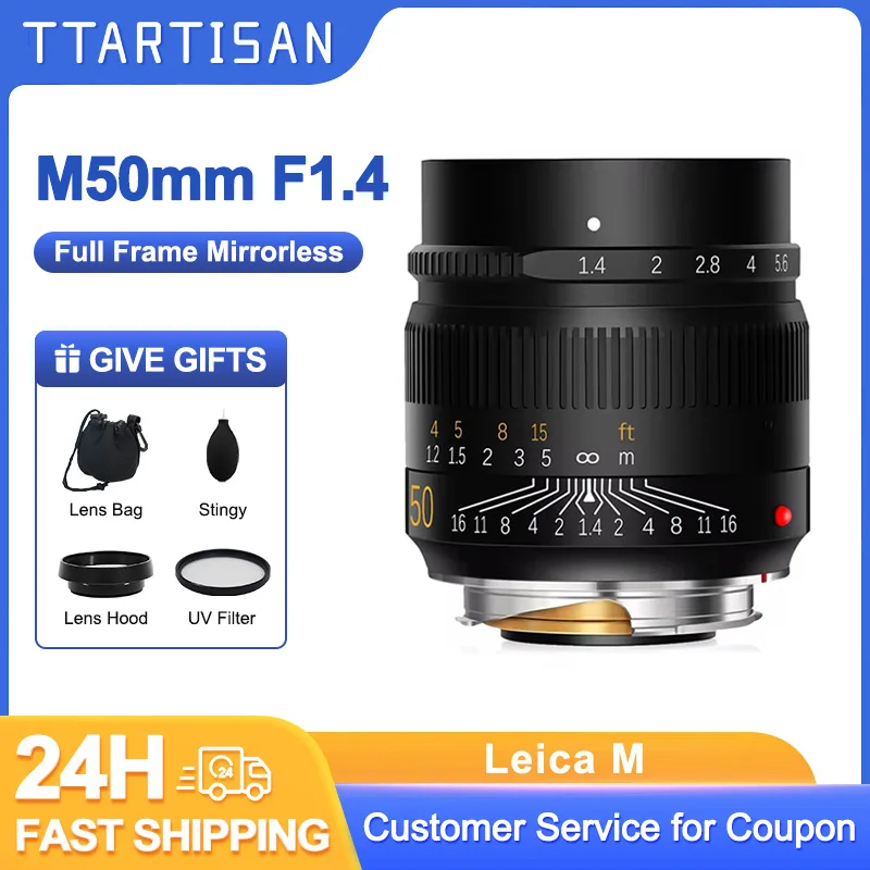 TTArtisan 50mm F1.4 ASPH Full Fame Lens Manual Portrait for Leica M-Mount Cameras Like Leica M-M M240 M3 M6 M7 M8 M9 M9p M10