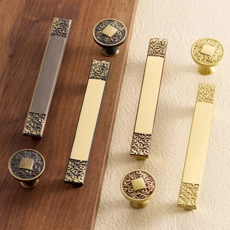 Schrankgriff Moderner Kleiderschrank-Türgriff Schubladengriff Antikes Kupfer Europäisches Messing Retro Küchenschrankknopf Möbelbeschlag – Detail 3