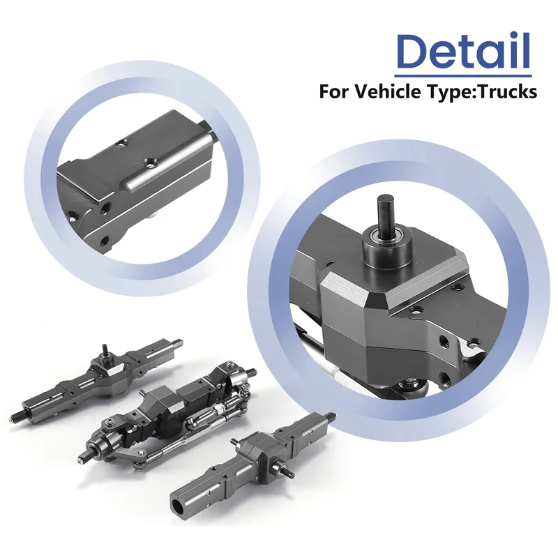 T84C-For WPL 1/16 B16 B36 6WD استبدال ترقية الجبهة/الخلفية/الجسر المحور جزء مجموعة شاحنة RC قطع غيار السيارات سبائك الألومنيوم دائم