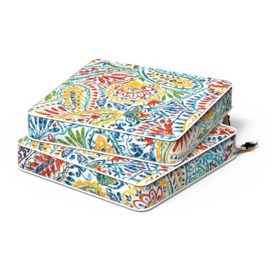 Patio Chair Cushions 19 x 19 x 3 Inch, Outdoor Cushions for Patio Furniture, Water Repellent Outdoor Seat Cushions with Straps