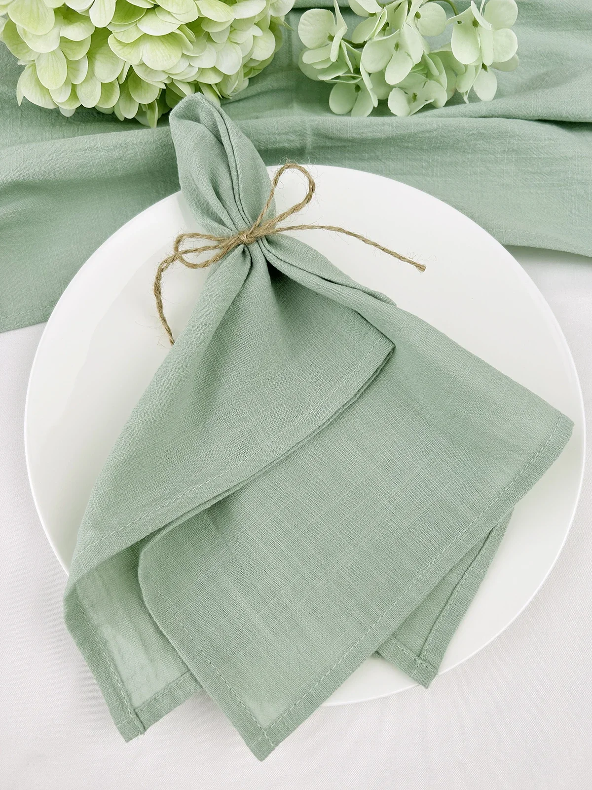 Wholesale 50pcs 30x45cm 100% Cotton Sage Green  Napkin Reusable Wedding Party Christmas Table Decor Retro napkins