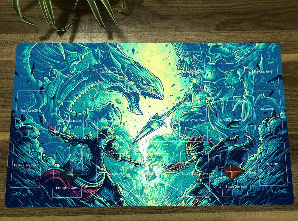 YuGiOh Duel Monsters Dark Magician Trading Card Game Mat Playmat TCG CCG Mat Mouse Pad Table Play Pad With Zones Free Bag