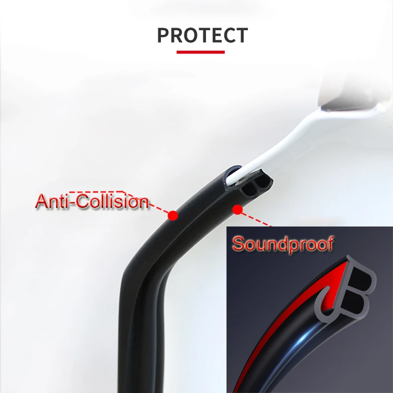 2M DIY Car Door Scratch Protector Strip Trim Edge Sealing Guard For Car Hood Trunk Noise Insulation Anti-collision Accessories