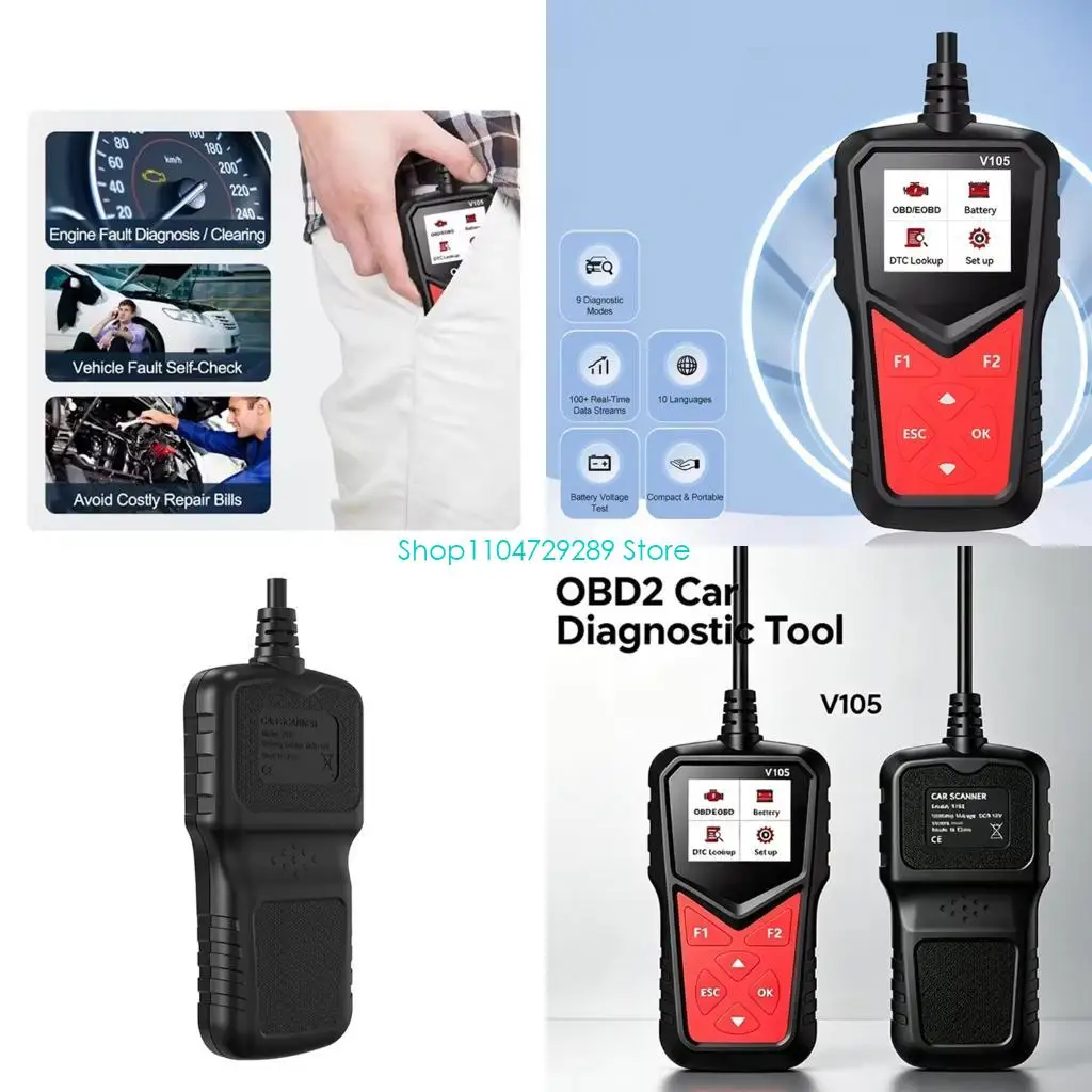 D8KE OBD2 Vehicle Diagnostic Tool with Display and Control Pad, Handheld OBD2 Diagnostic Device, Direct Use Fault Check Device
