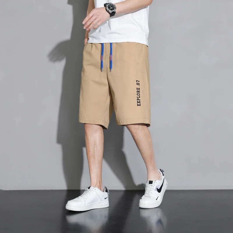 Summer Cotton Casual Pants Men Fashion Loose Sweat Pants Men Jogging Straight Leg Pants Shorts Street Versatile Harajuku Short