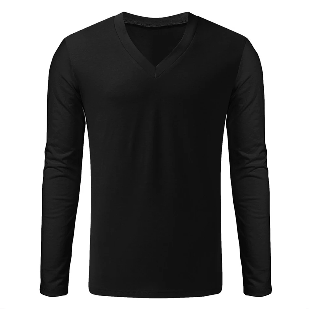 Streetwear Tops Tops Men Casual Deep V-Neck Long Sleeve Men\\\\\\\\\\\\\\\'s New Oversized Tee Shirt Sexy Shirts Solid Color