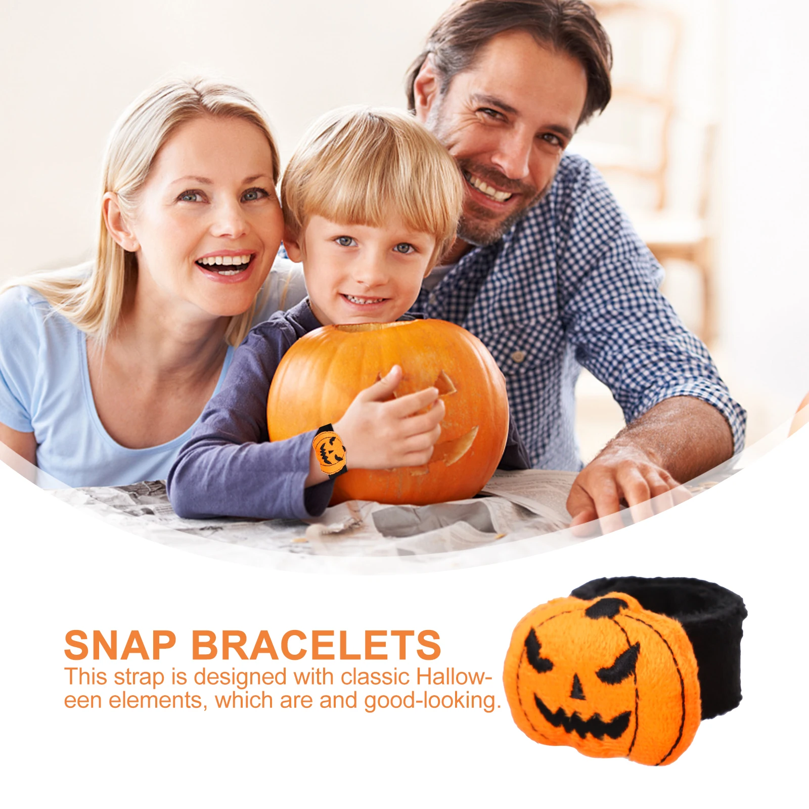 

2pcs Pumpkin Pop Ring Halloween Slap Bracelets Snap Jewelry Props Animal Bracelets Kids Party Supplies Long Lasting