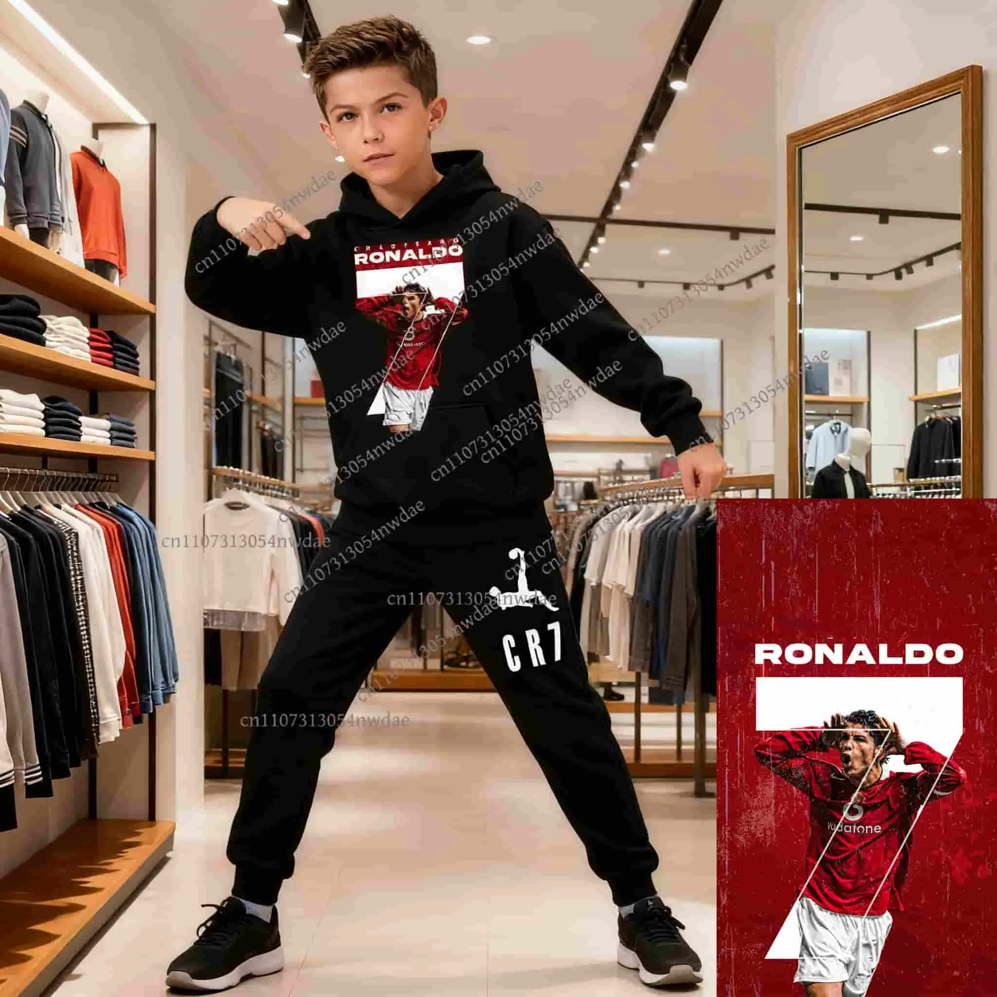 

Autumn Fashion Brand RONALDO Print Children Set Hoodie Pants Suit2pcs Set Kid Boy Girl Casual Football Player Tracksuit