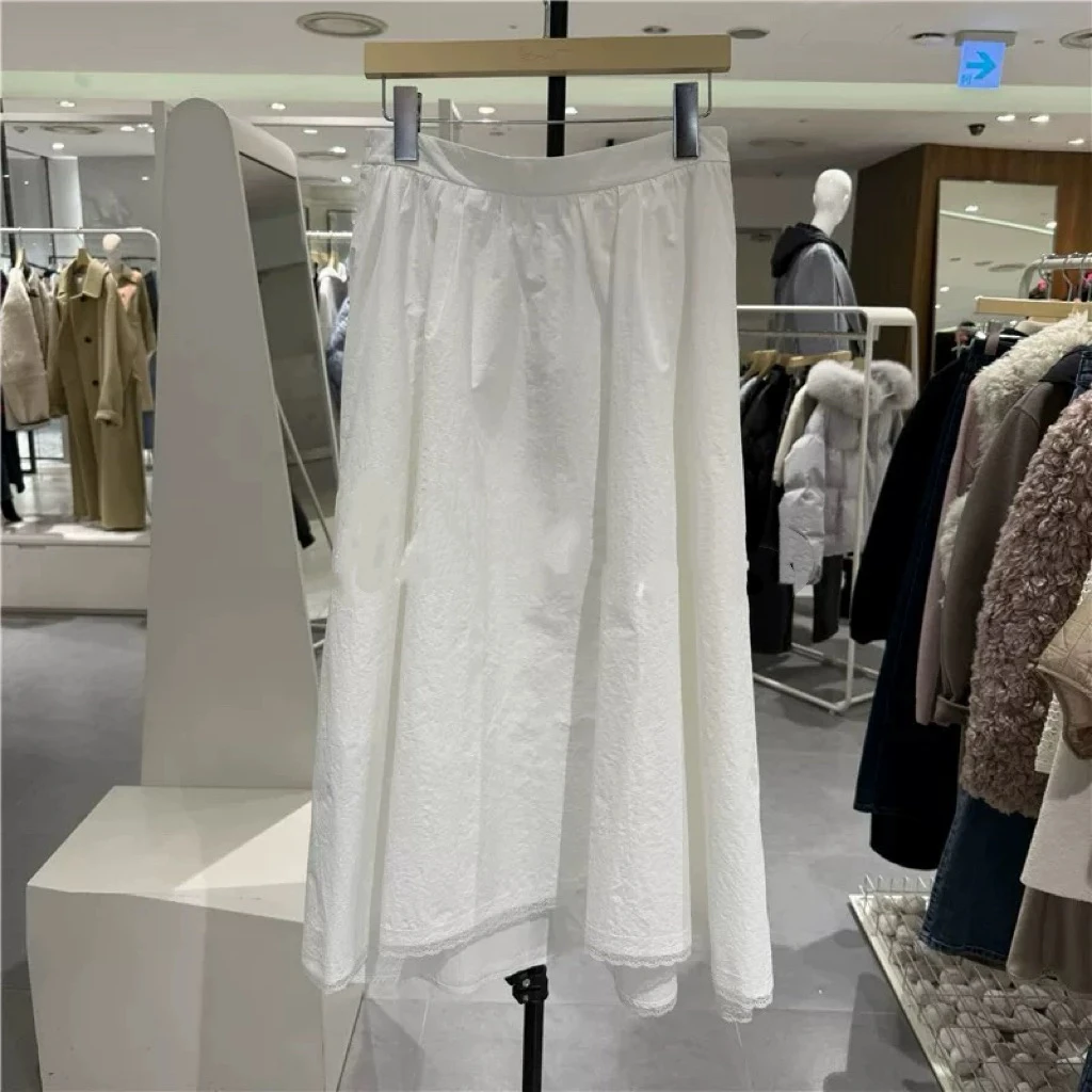 

Повседневная модная длинная эластичная юбка с высокой талией, два цвета, универсальная цельная юбка трапециевидной формы для поездок на работу, свободный крой