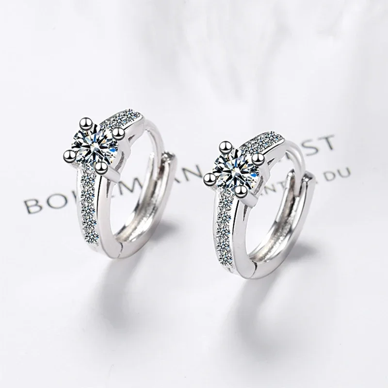 

Классические маленькие серьги-кольца для женщин, круглые серьги из меди с яркими кристаллами циркония, женские свадебные аксессуары для пирсинга ушей, подарки