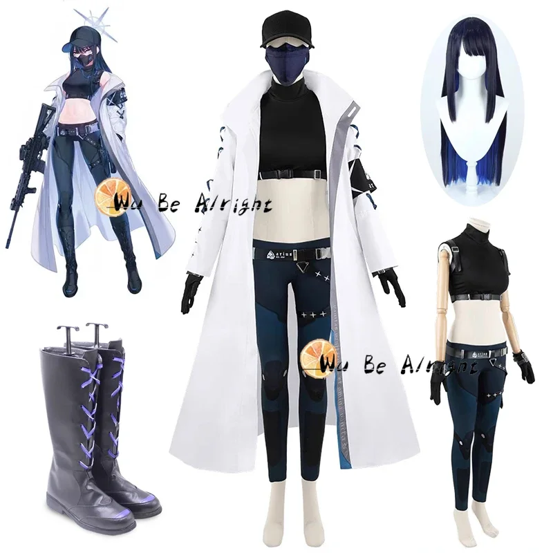 Game Blue Archive Joumae Saori Cosplay Costume Women Girl Long Cool Trench Pants Full Set Wig Shoes Halloween Party Akcesoria