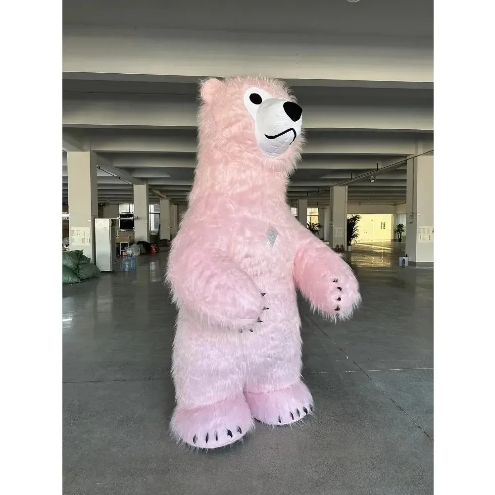 Inflatable Pink Bear Mascot Costume Adult Cartoon Cosplay Christmas Birthday No Battery No Charger