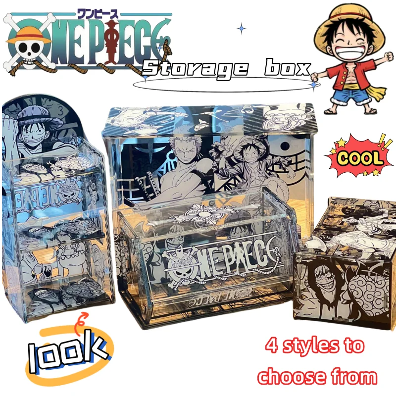 

new Monkey· D·Luffy Cute Creative Kawaii Anime Peripheral Acrylic Mini Storage Box Detachable Shelf Desktop Ornament Decoration