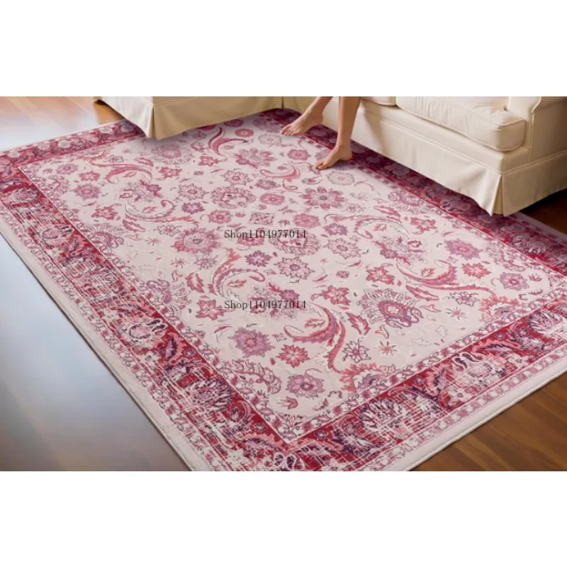 

Винтажный ковер с цветочным принтом, подходит для детей и домашних животных, ковер для гостиной, подходит для спальни, кухни и столовой.