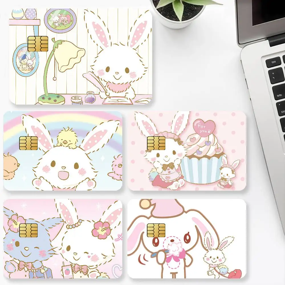 Cute W-Wish M-me M-mell Rabbit Credit Card For Bank Debit Decorative Protection 4PCS Anti-scratch Waterproof Stickers Bus Subway