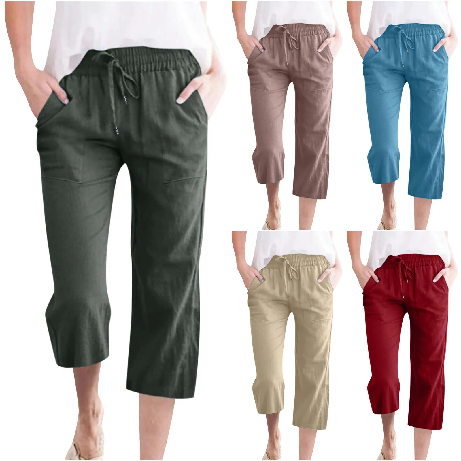 

Pants For Women Casual Summer Printed Cotton And Linen Loose Pants Pocket Mid Leg Pants Pants for Women Women’s Pants Pants 2024