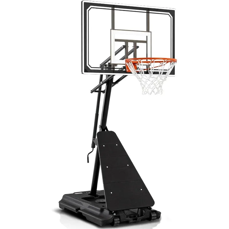 

Basketball Hoop 44 Inch Backboard Portable Basketball Hoop Outdoor,5.3-10ft Stepless Regulation Crank Adjust