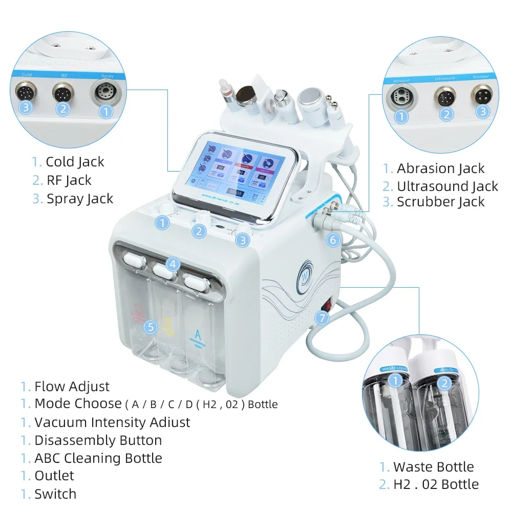 6 in 1 Facial Machine  Hydra Aqua Deep Cleaning Skin Care Device