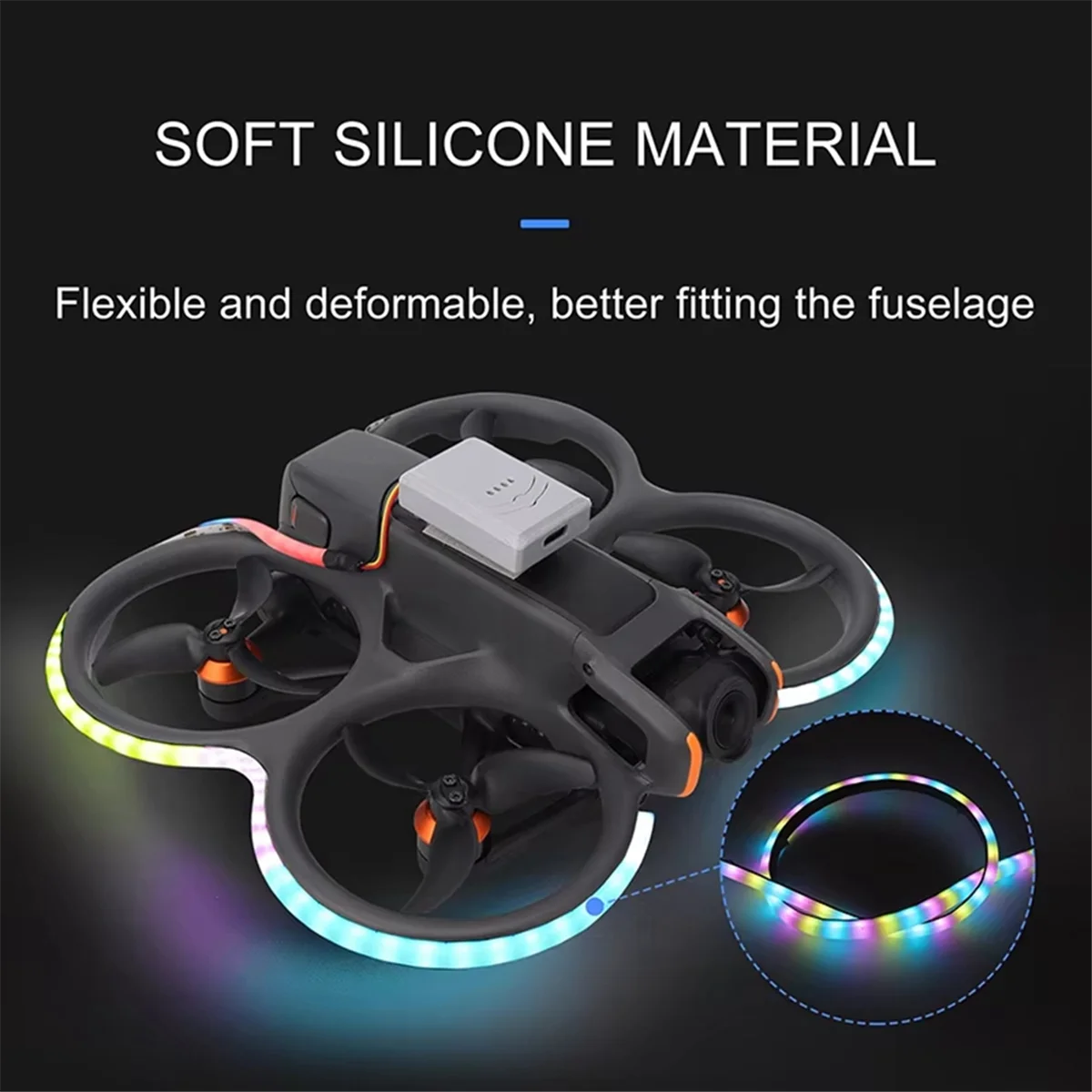

ATP6 RGB Colorful Light Strip for Neo/Avata 2 Remote Control Night Safety Filght Light Strip Drone Accessories,A