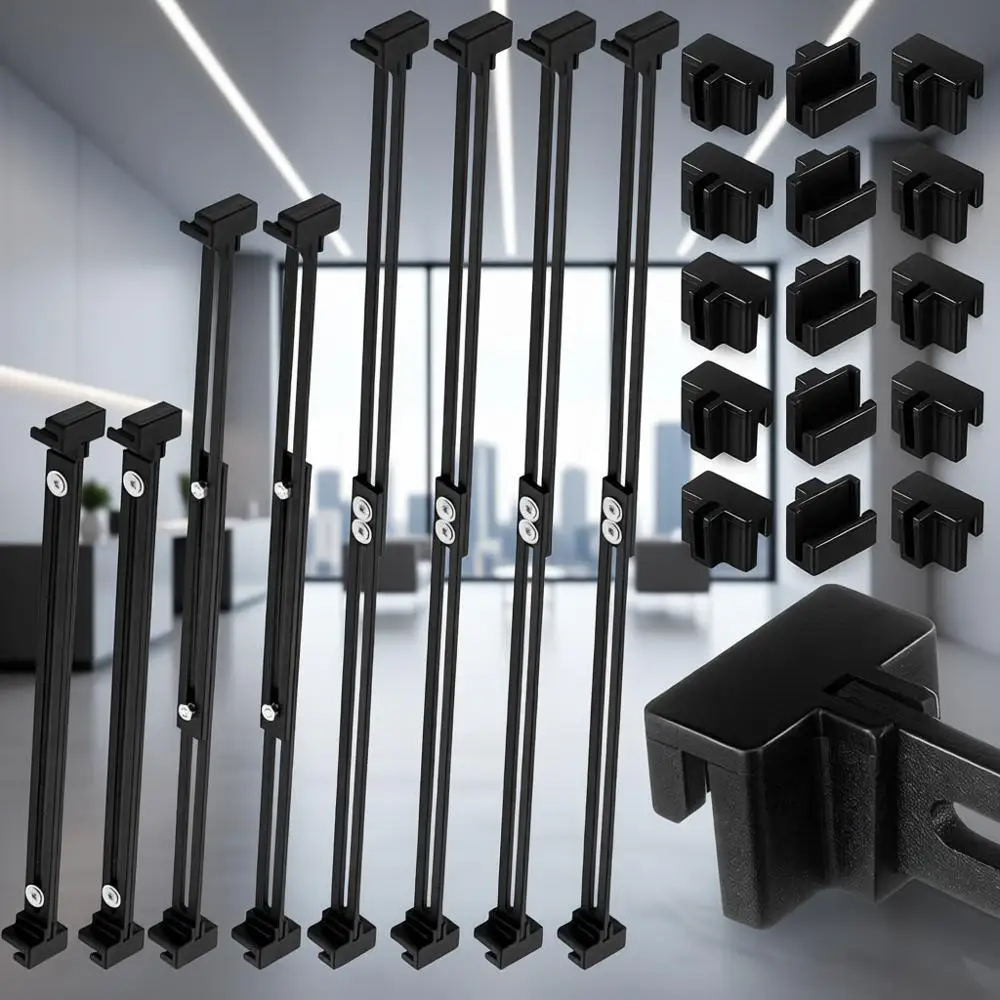 

Регулируемые металлические направляющие для шкафов с 16 зажимами и 8 разделителями для шкафов толщиной до 1/8 дюйма (10-18,5 дюймов, черные)