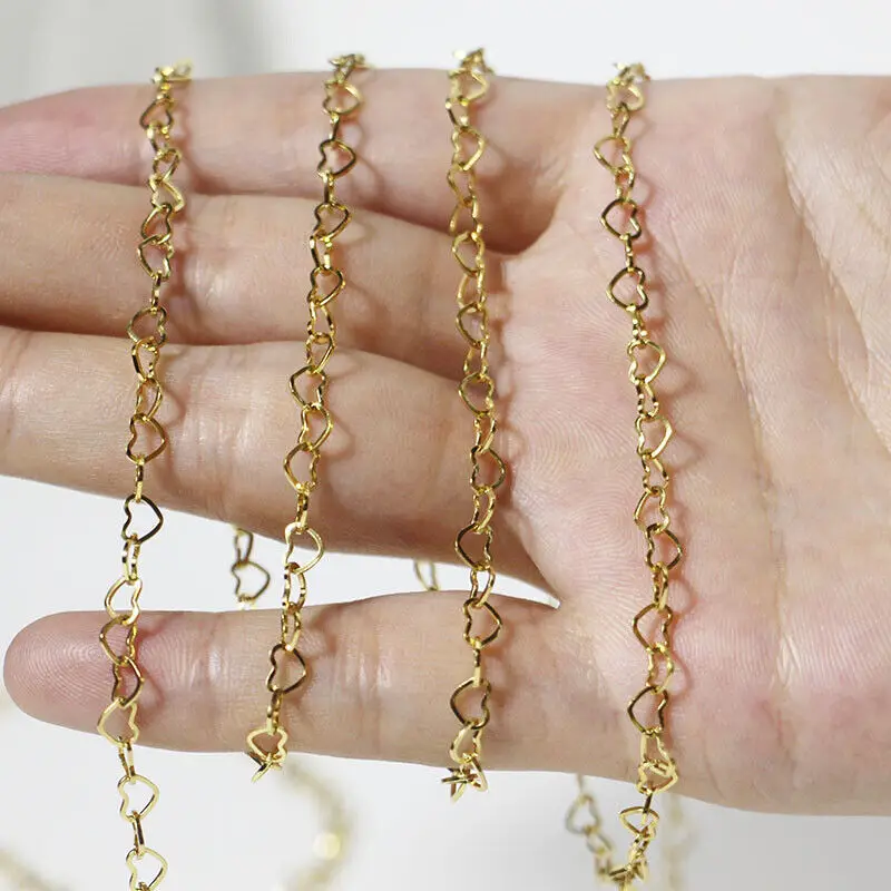 

3M Stainless Steel 4mm Love Heart Link Chain Handmade DIY Necklace Bracelet Anklets Jewelry Making Findings Supplies