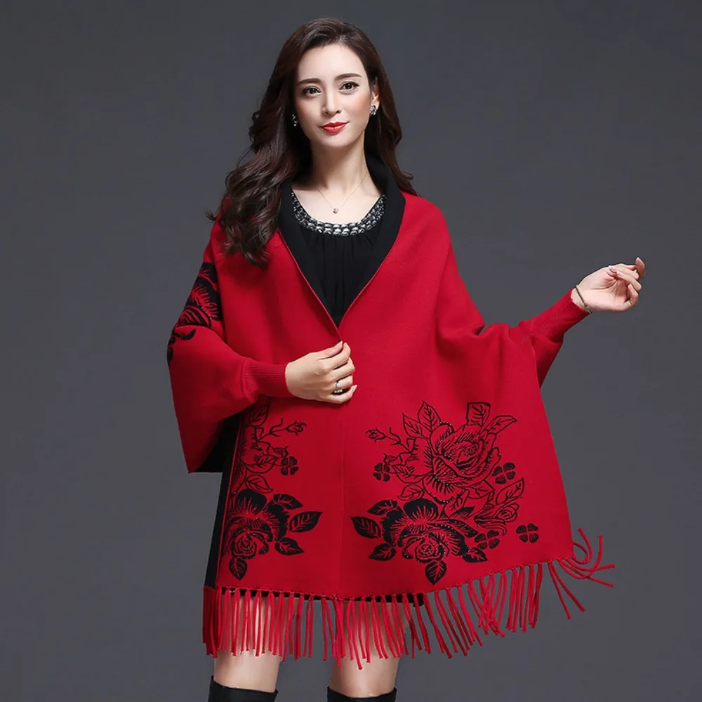 

Шарф с вышивкой из искусственного кашемира, двусторонний носимый шарф с кисточками, зимняя теплая шаль, роскошная элегантная утолщенная шаль