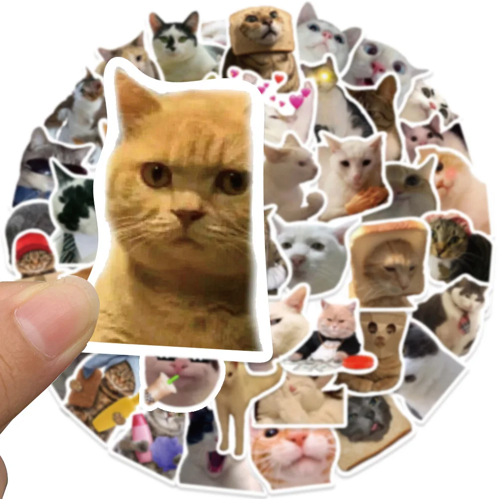 10/30/50Pcs Funny Cat Meme Waterproof Graffiti Sticker Aesthetic Decorative Luggage Laptop Phone Guitar Scrapbook Kids Stickers