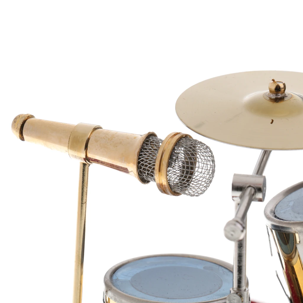 Ensemble de batterie Miniature en cuivre pour maison de poupée, modèle avec boîte d'affichage, décoration d'instrument de musique, 1/12