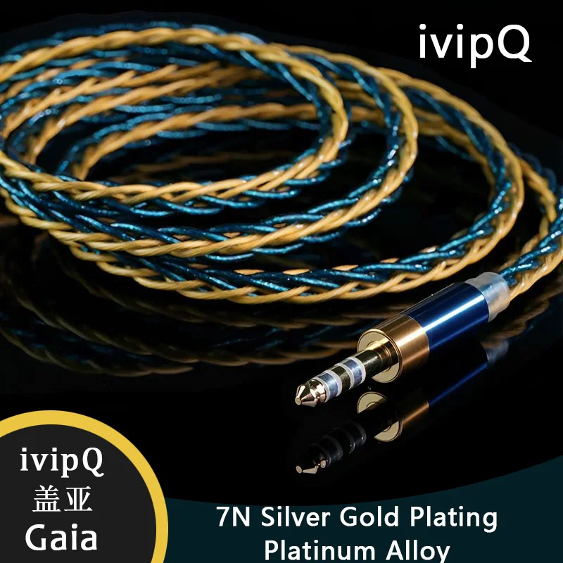 ivipQ-Gaia 7N Silver Gold Plated Platinum Alloy High Purity HiFi IEM Earphone Upgrade Cable Balance 4.4mm 2Pin 0.78mm MMCX Wire