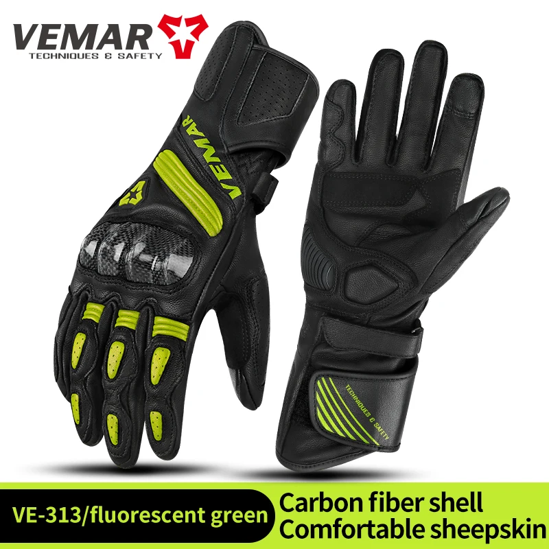 

VEMAR Motorcycle Leather Glove Full Finger Men Women Summer Motocross Long Guantes Touch Screen Riding Protective Gear