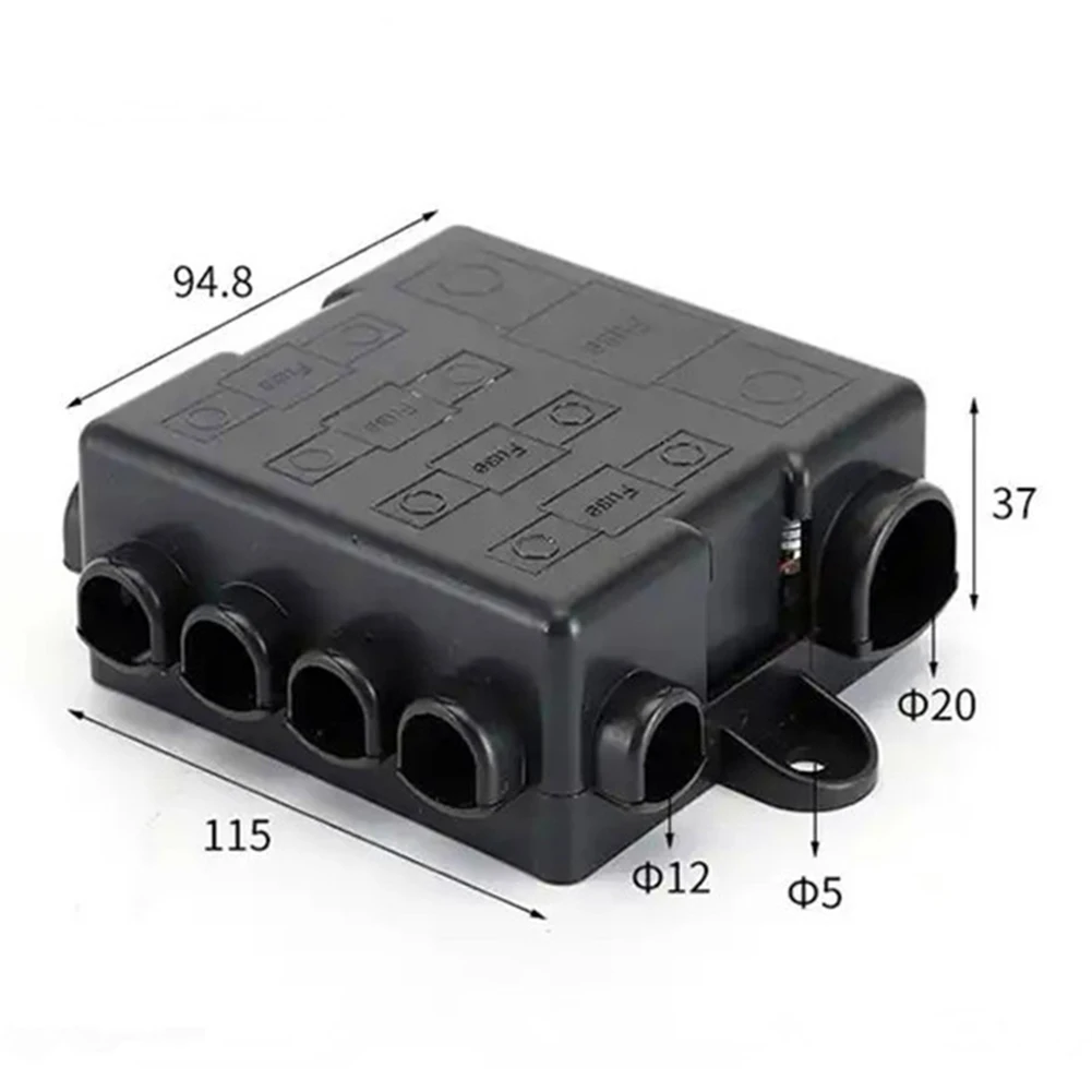 Per sistemi elettrici Scatola fusibili a 5 vie marine automobilistiche 115 * 94,8 * 37 mm Applicazioni 12 V e 24 V 200 A per fusibili MIDI