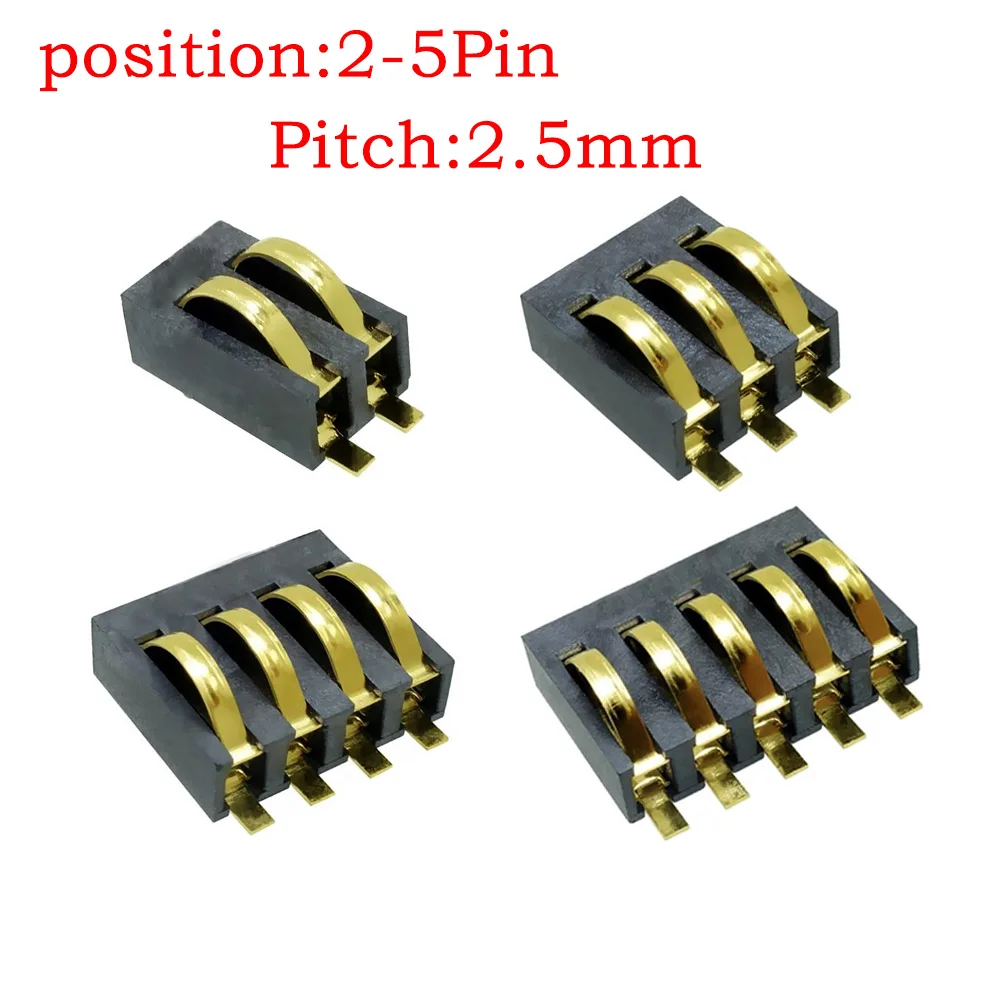 High-current Spring Compression Contact 2.5mm Pitch 2P 3P 4P 5P 6P 7P8P Power Charging Seat Battery sliding type Connectors 4.5H