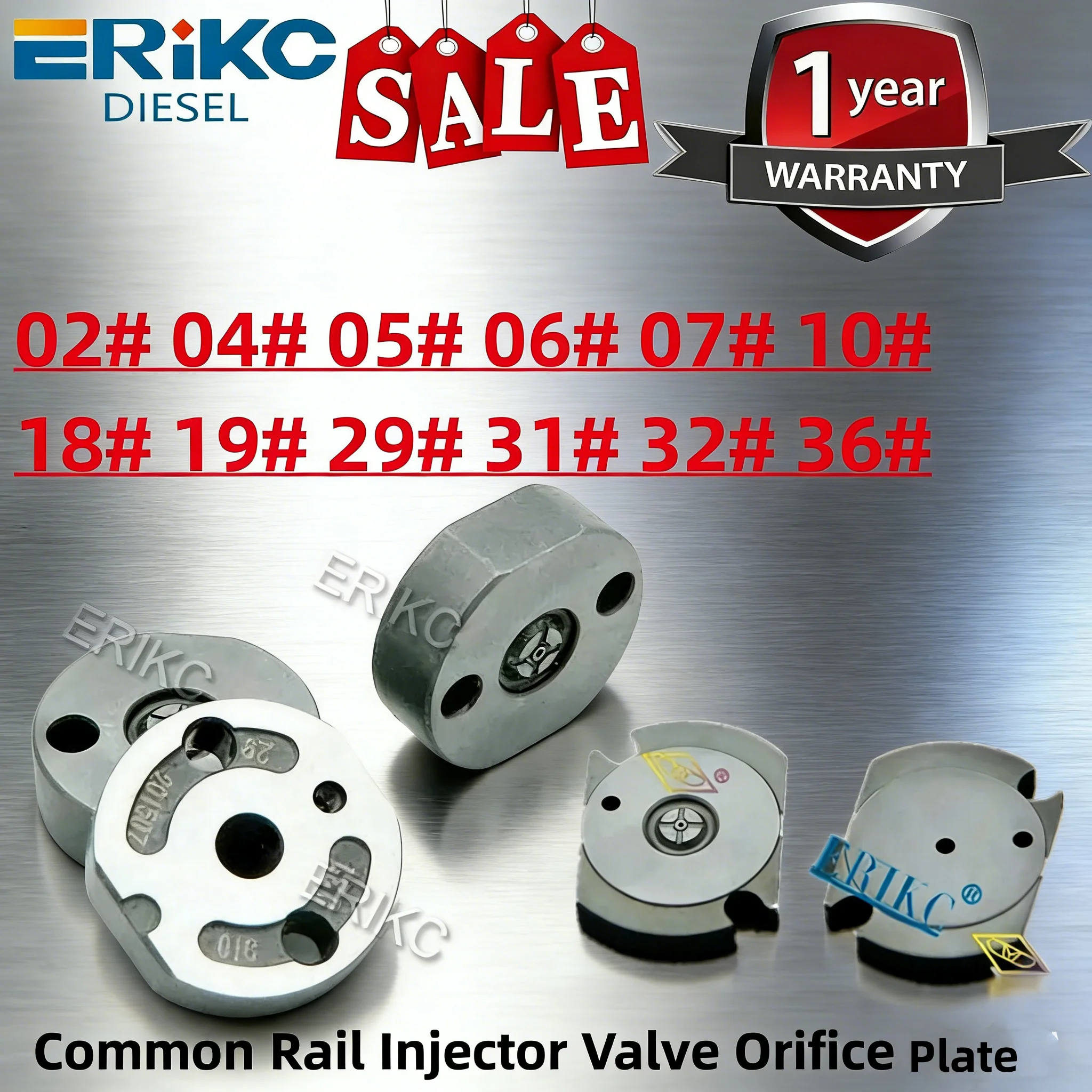 Válvula ERIKC 02 #   04 #   05 #   06 #   07 #   10 #   18 #   19 #   29 #   Placa de Válvula de Control 31 #   32 #   36 #   Placa de Orificio para Válvula de Inyector Common Rail