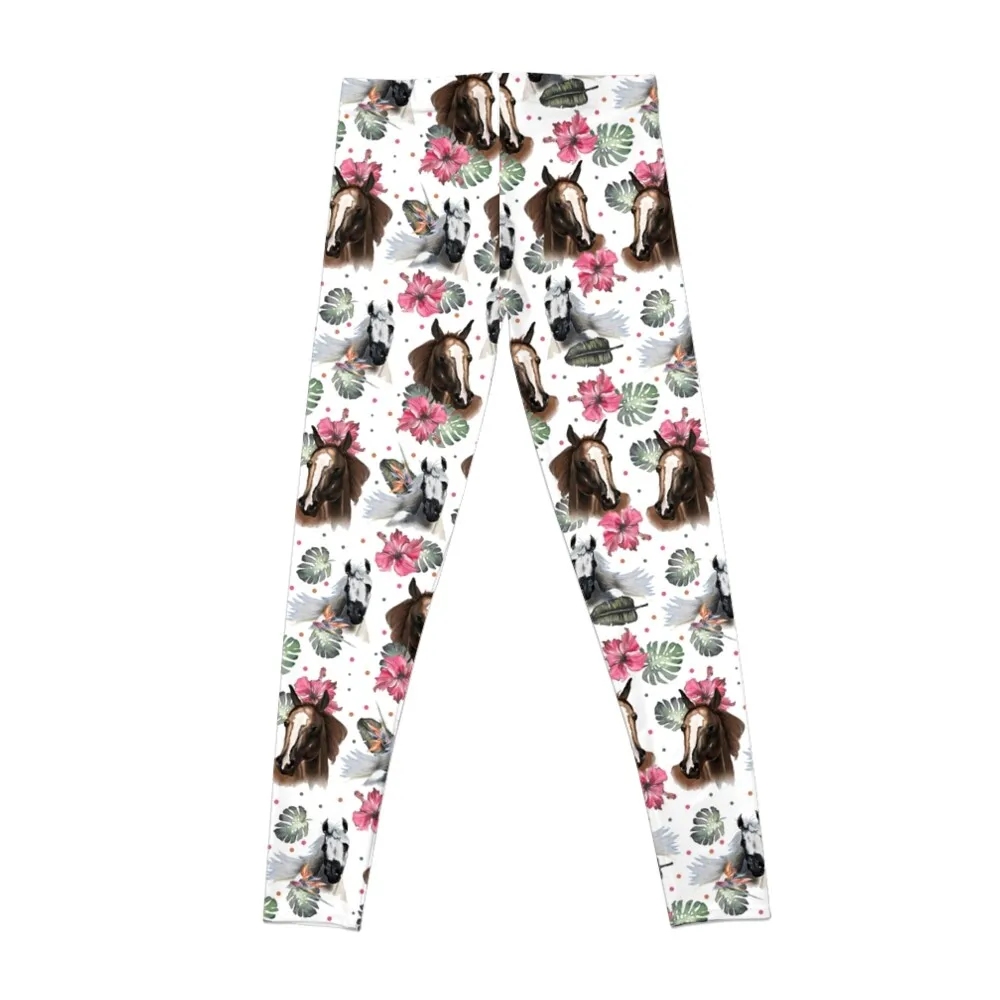 Tropical Floral Horse Pattern Leggings push up fitness Women sportwear Womens Leggings