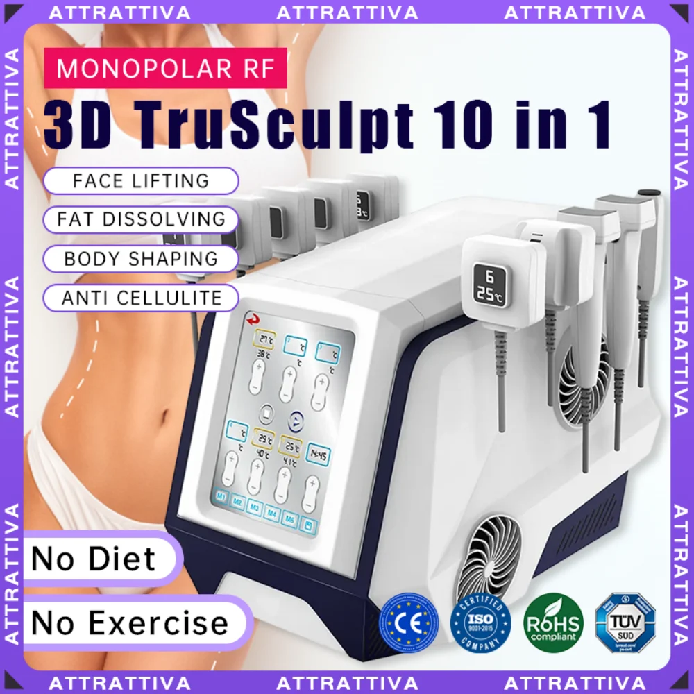 3D Monopolar RF Body Sculpt Machine Deep Heating Therapy Slimming Fat Dissolving Face Lifting Professional Beauty Equipment