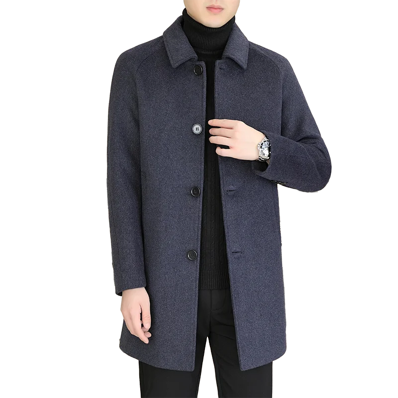 High Quality Fashion Single Sided Coat for Autumn/Winter 2022 New 50 Wool Men\'s Single Breasted Medium Long Wool Coat  M-4XL