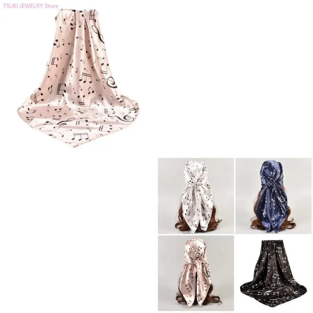 

62KE Модная шаль с музыкальной нотой для мужчин и женщин, большой платок на голову унисекс-тюрбан