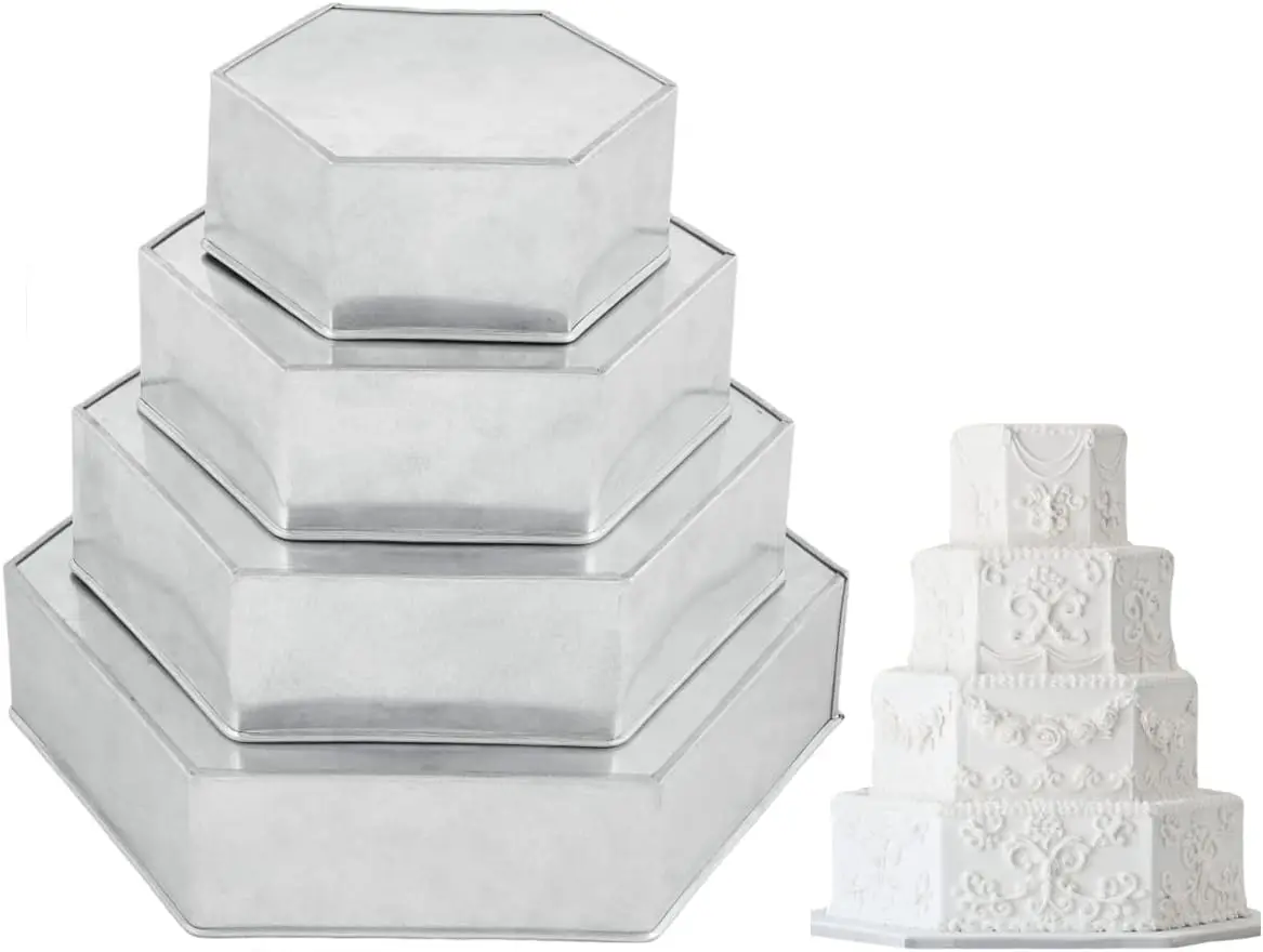 

4 Tier Hexagon Baking Pan Set Multilayer Birthday/Wedding Anniversary Cake Tins/Cake Pans/Cake Molds